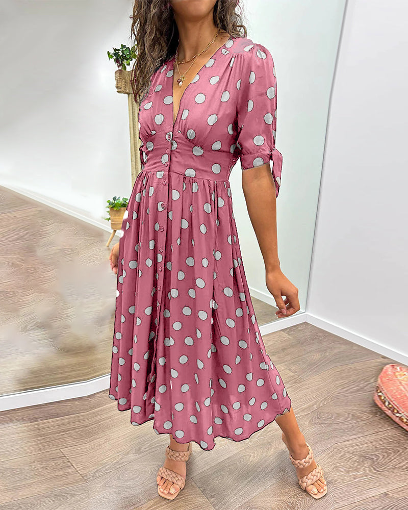 Aika | Polka Dot Dress with a Flared Bottom