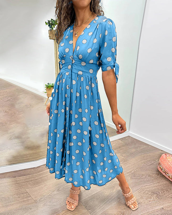 Aika | Polka Dot Dress with a Flared Bottom