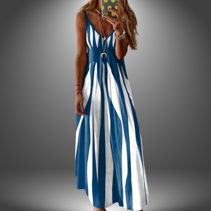 Lylou | Elegant Sleeveless Stripe Printed Long Dress