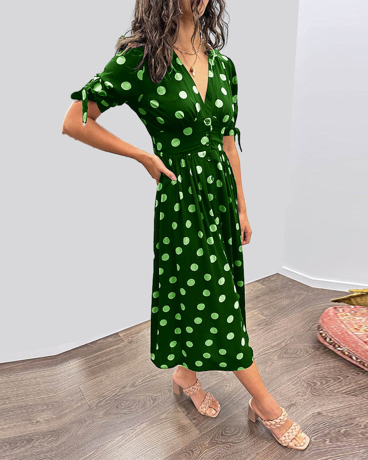 Aika | Polka Dot Dress with a Flared Bottom
