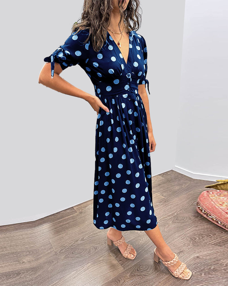 Aika | Polka Dot Dress with a Flared Bottom