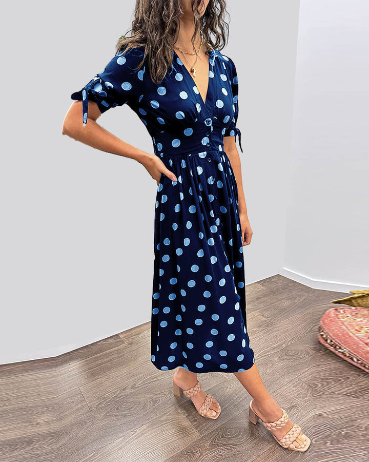 Aika | Polka Dot Dress with a Flared Bottom