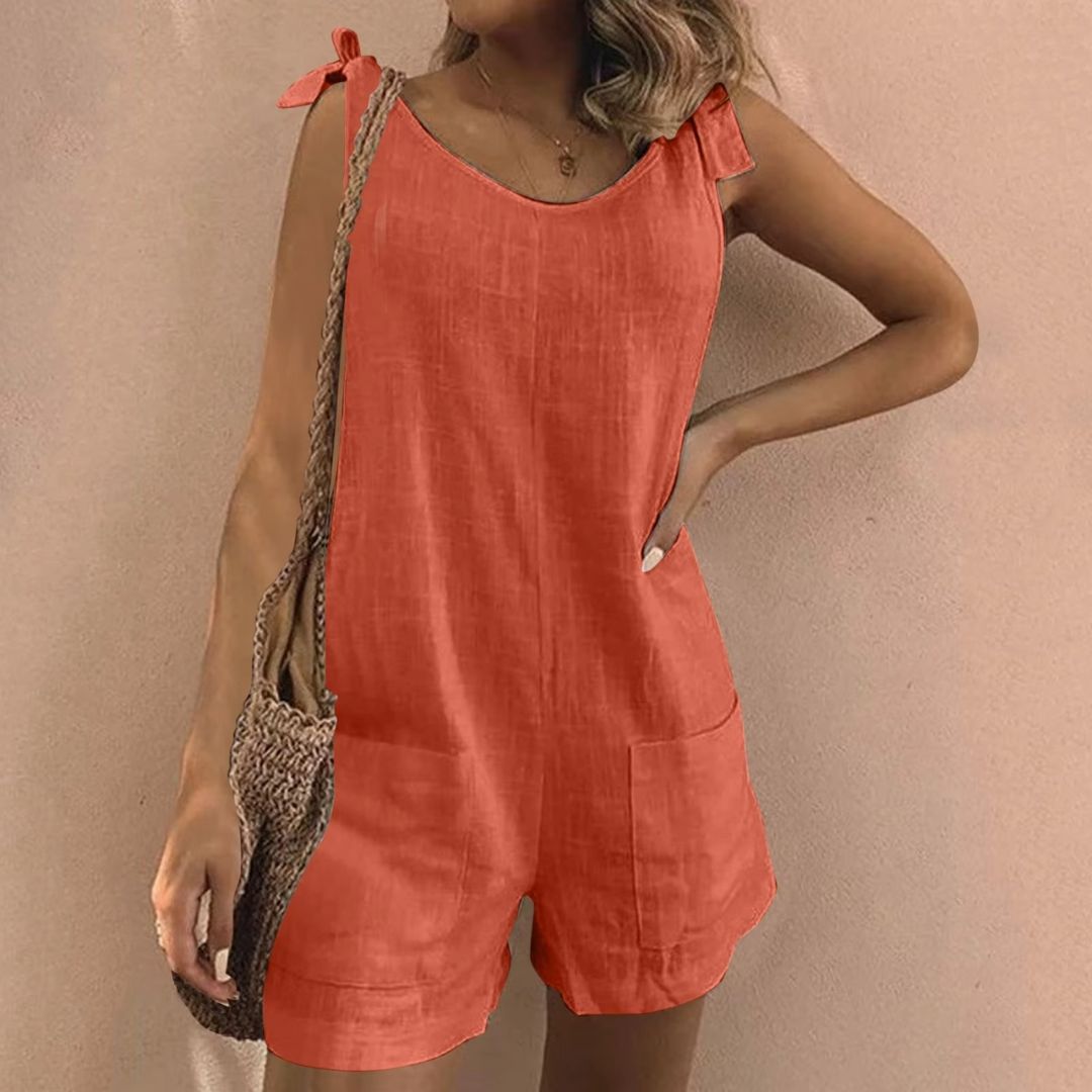 Aspasia | Tie Shoulder Pocket Playsuit