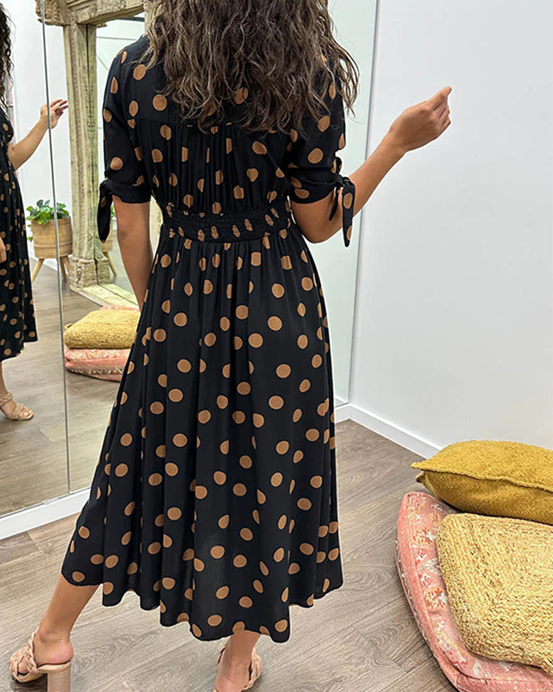Aika | Polka Dot Dress with a Flared Bottom